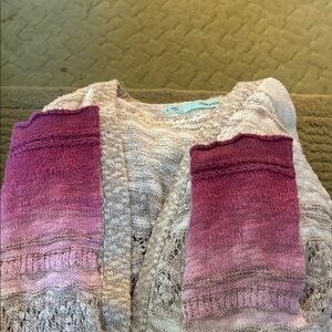 Maurices Pink and Cream Cardigan